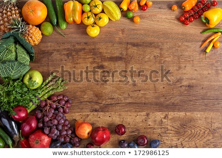 Stock photo: Healthy Eating Background Of Different Fruits On Old Wooden Tabl