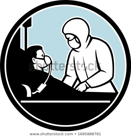 Stockfoto: Doctor Treating Infectious Patient Circle Retro