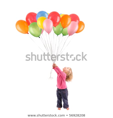 Сток-фото: Full Isolated Studio Picture From A Little Girl With Balloons