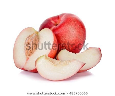 Stock fotó: Three Fresh Nectarines On White