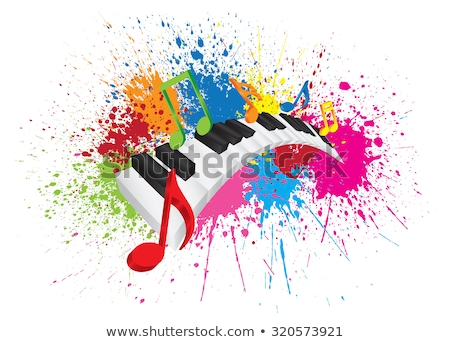Stock fotó: Piano Colorful Wavy Keyboard 3d Illustration