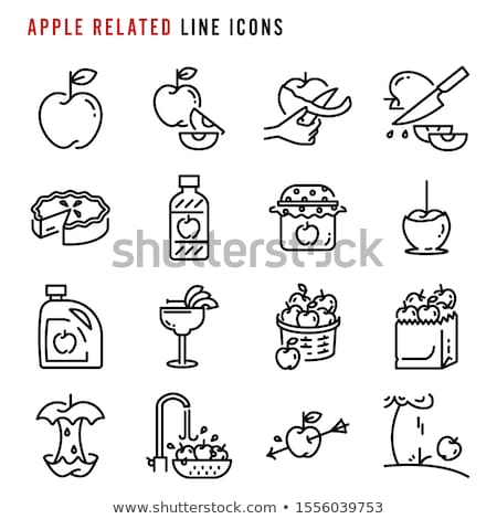 ストックフォト: Apple Core And A Basket With Apples