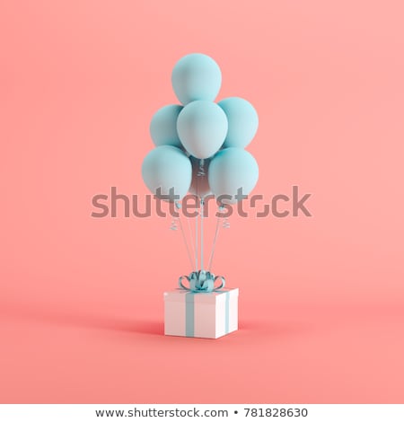 Сток-фото: Gift Box With Blue Balloons