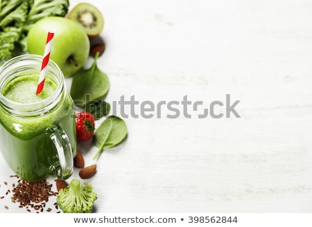 ストックフォト: Green Smoothie With Kiwi Apple Lemon And Chia Seeds Healthy F
