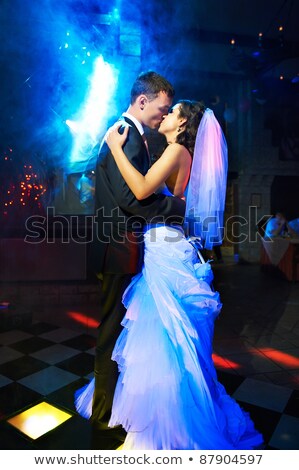 ストックフォト: Beautiful Bride Dancing With Veil