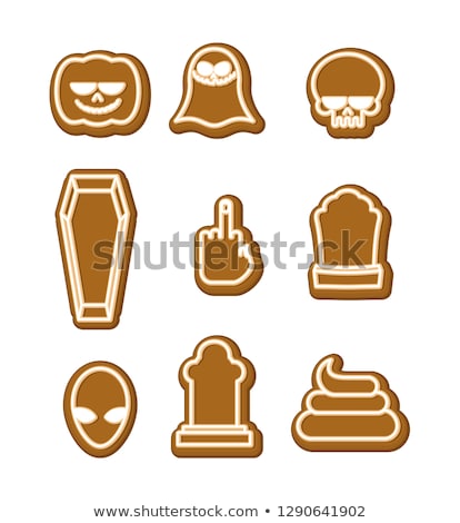 Foto stock: Halloween Cookies Set Cookie For Terrible Holiday Ghost And Pu