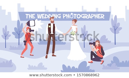 Сток-фото: Wedding Photo Session Of Newlyweds By Photographer