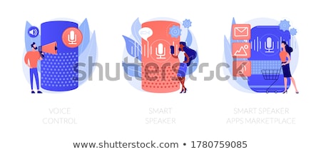 Foto stock: Smart Speaker Voice Assistant Vector Concept Metaphors