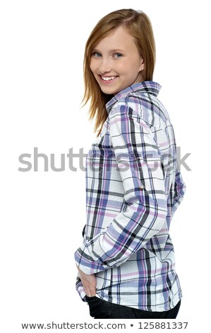 Foto stock: Flirtatious Girl Passing Smile To You