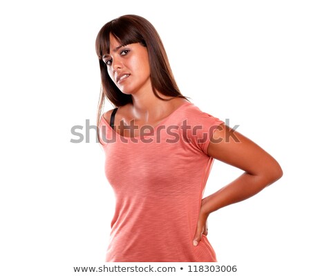 Stockfoto: Fatigue Young Woman With Pain Back Looking At You