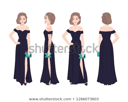 Imagine de stoc: Smiling Beautiful Young Woman In Evening Dress Standing And Posing