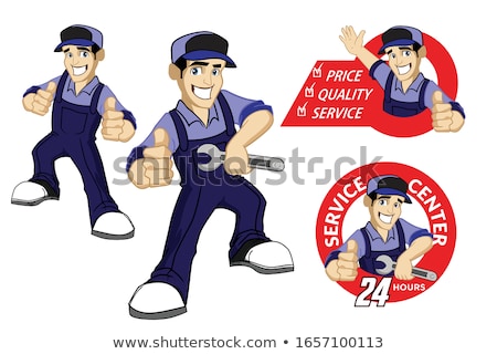 Stok fotoğraf: Mechanic Giving Thumb Up Vector Illustration