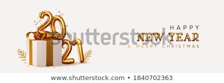 Сток-фото: Vector Merry Christmas And Happy New Year Illustration With Gold Ornamental Glass Balls On Green Bac