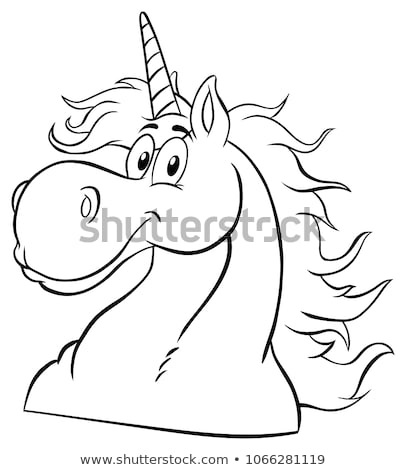 Black And White Magic Unicorn Head Classic Cartoon Character Stock foto © HitToon