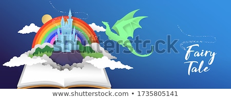 Foto stock: Vector Open Book Fairytale Story