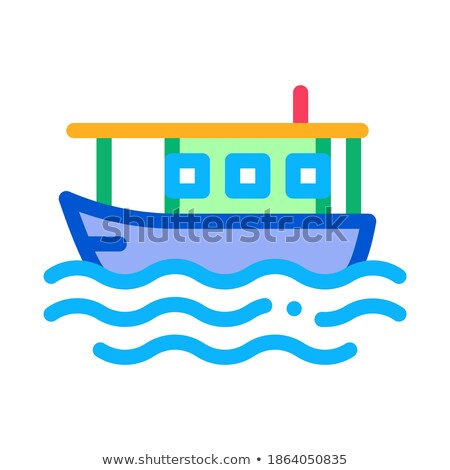 Zdjęcia stock: Water Yacht Inmiddle Of Sea Icon Vector Outline Illustration