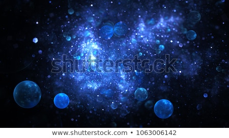 Stockfoto: Blue Fractal Star Burst On Black Background