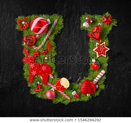 U Letter Made Of Christmas Tree Branches Zdjęcia stock © grafvision