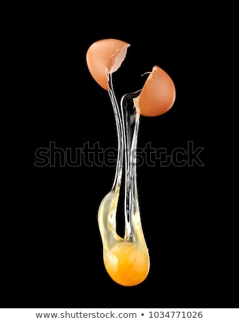 Stok fotoğraf: Brown Broken Egg With Flowing Yolk On White Background