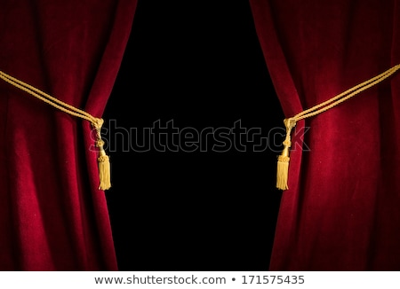 Stockfoto: Red Velvet Theater Stage Curtain With Golden Border