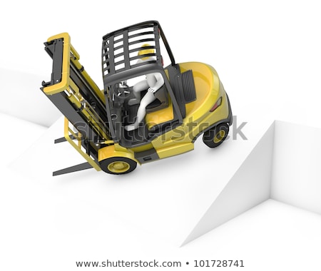Сток-фото: Yellow Fork Lift Truck Falling After Turning On Slope