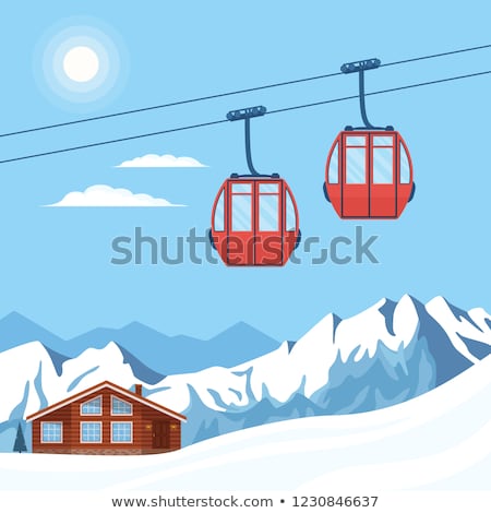 Stok fotoğraf: Gondola Lift And Ski Slope At Sun Day