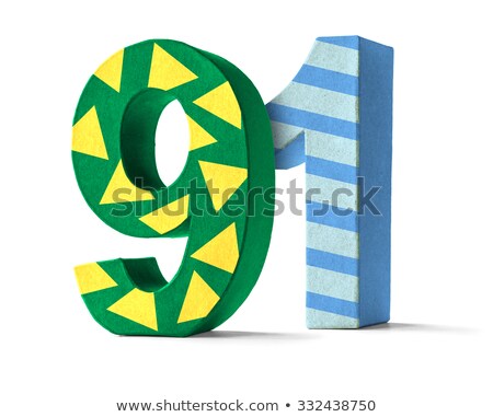 Colorful Paper Mache Number On A White Background - Number 91 Stock fotó © Zerbor