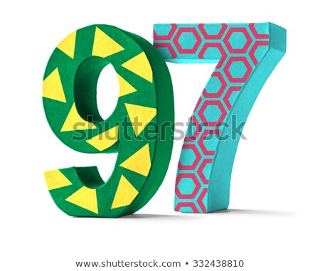 Colorful Paper Mache Number On A White Background - Number 97 Stock fotó © Zerbor