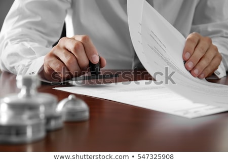 Foto stock: Wooden Stamp For Documents