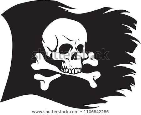 Foto stock: Pirate Flag Skull And Crossbones Piratical Black Banner Isolate