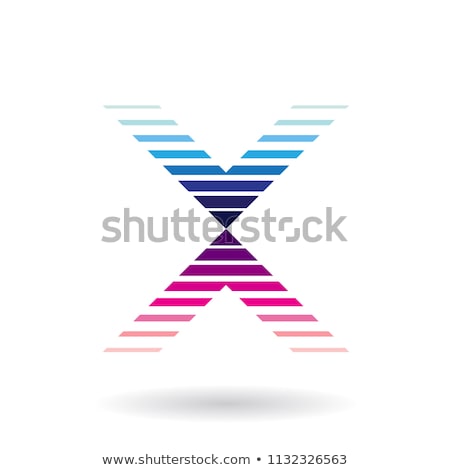 Foto stock: Magenta Striped Icon For Letter X Vector Illustration