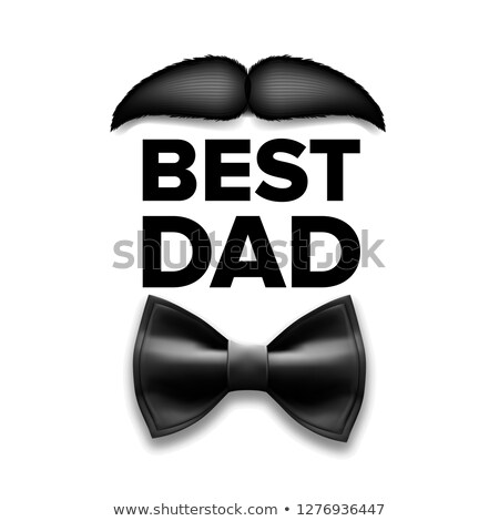 Foto stock: Happy Father S Day Vector Best Dad Moustache Bow Tie Vintage Style Greeting Card Design Realist