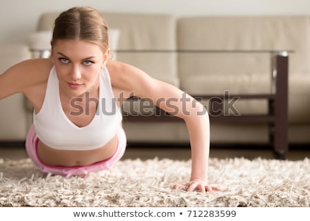 Stock foto: Young Woman Doing Plank Exercise Working On Abdominal Muscles An