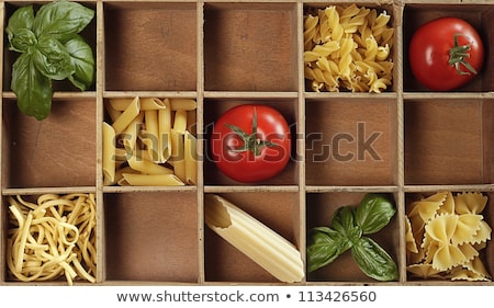 Сток-фото: Assorted Colorful Italian Pasta In Wooden Box
