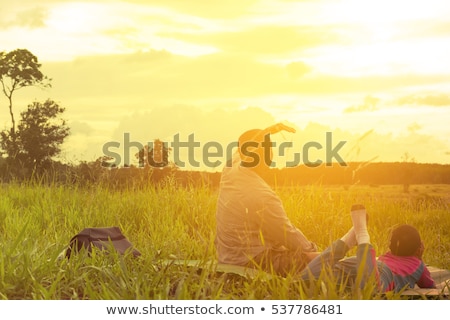 Сток-фото: Beautiful Father Little Toddler Son On The Meadow