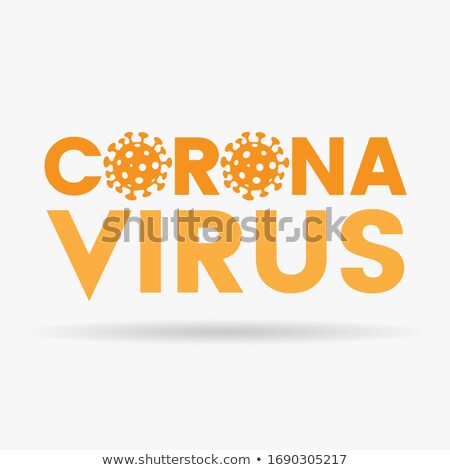 Stok fotoğraf: Coronavirus Upper Case Orange Letters With Simplistic Icons