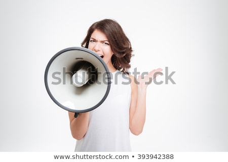 Stock photo: Woman Yelling Into A Bullhorn