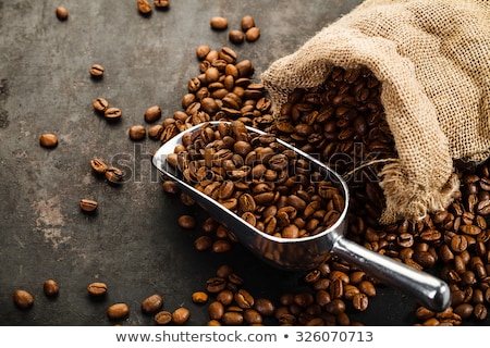 Stock fotó: Roasted Coffee Beans On Rustic Wood Background