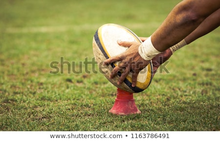 Zdjęcia stock: Kicking Tee With Rugby Ball