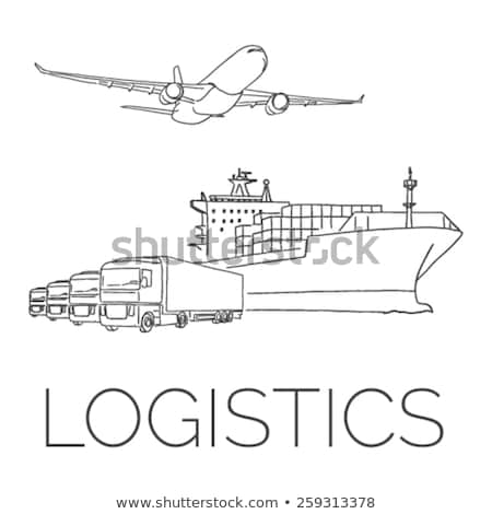 Foto stock: Global Transportation And Delivery Concept Hand Drawn Outline Do