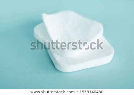 Stock foto: Organic Cotton Pads On Mint Background Cosmetics And Make Up Re
