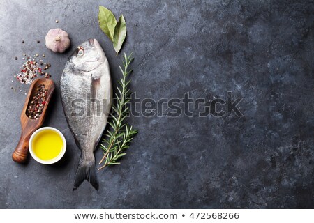 Stock fotó: Fresh Raw Dorado Fish On Black Background Top View