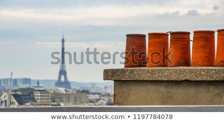 Stok fotoğraf: The Roofs Of Paris And Its Chimneys Under A Clouds Sky