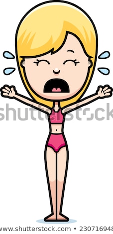 Stok fotoğraf: Scared Cartoon Teen In Swimsuit