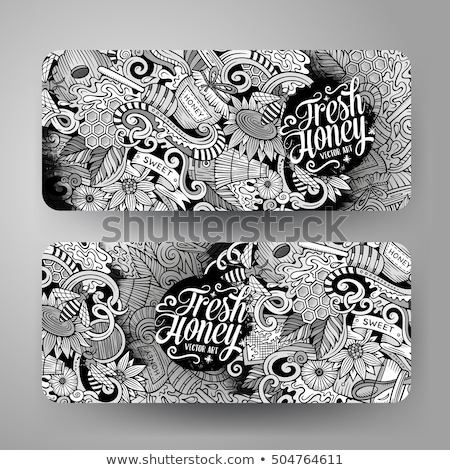 Honey Hand Drawn Doodle Banner Cartoon Detailed Flyer Сток-фото © balabolka