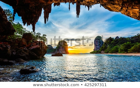 Foto stock: Sunset On Pranang Beach Railay Krabi Province Thailand