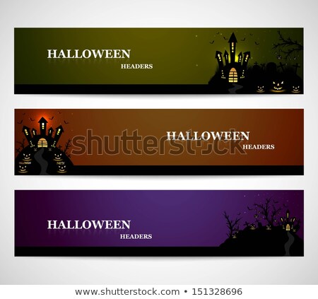 Stock fotó: Happy Halloween Day Bright Colorful Headers Set Design Vector