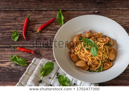 Zdjęcia stock: Stir Fried Spicy Spaghetti With Seafood Thai Style Stir Fried S