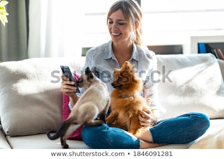 [[stock_photo]]: Cute Blonde Girl Petting Her Cat