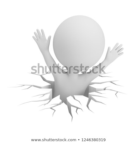 Foto stock: 3d Small People - Fell Into A Crack